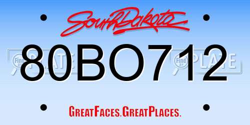 80BO712 South Dakota License Plate