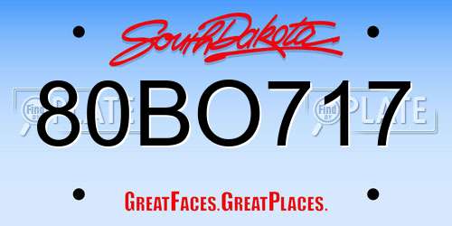 80BO717 South Dakota License Plate