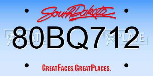 80BQ712 South Dakota License Plate