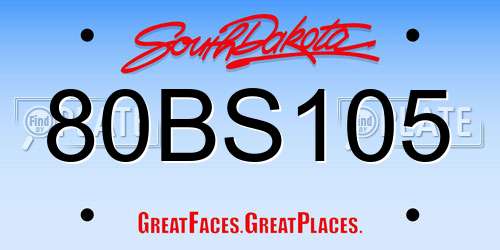 80BS105 South Dakota License Plate