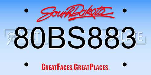 80BS883 South Dakota License Plate