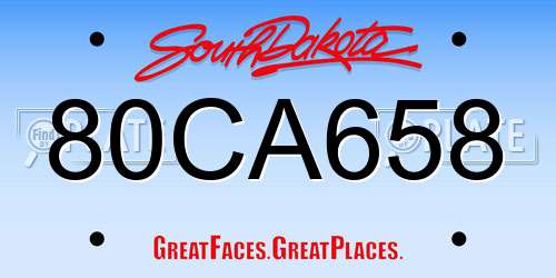80CA658 South Dakota License Plate