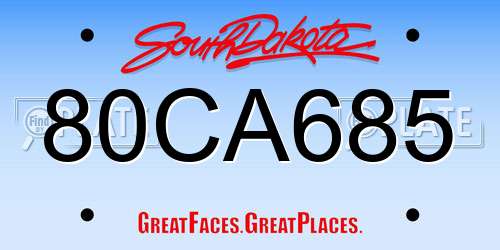 80CA685 South Dakota License Plate