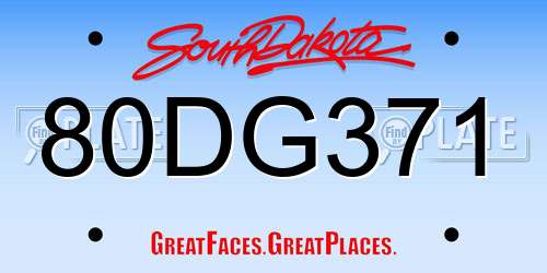 80DG371 South Dakota License Plate