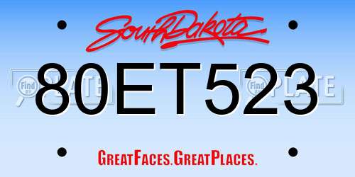 80ET523 South Dakota License Plate