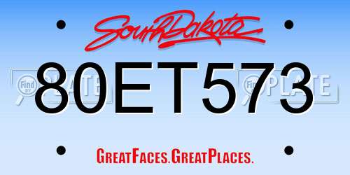 80ET573 South Dakota License Plate