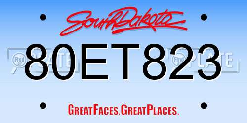80ET823 South Dakota License Plate