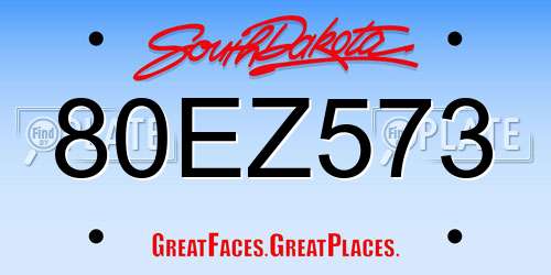 80EZ573 South Dakota License Plate