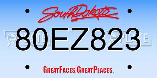 80EZ823 South Dakota License Plate