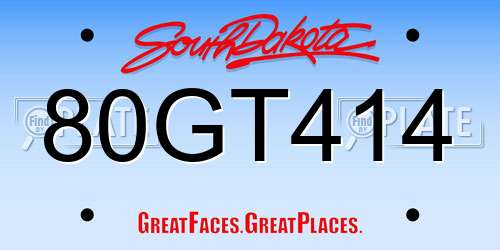 80GT414 South Dakota License Plate