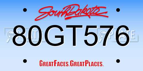 80GT576 South Dakota License Plate