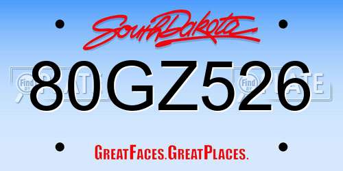 80GZ526 South Dakota License Plate