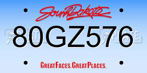 80GZ576 South Dakota License Plate
