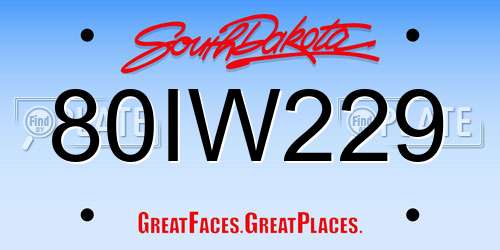80IW229 South Dakota License Plate