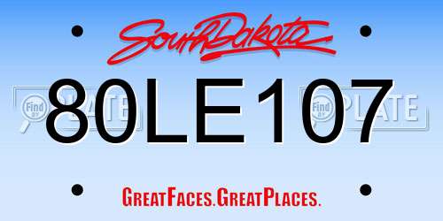 80LE107 South Dakota License Plate