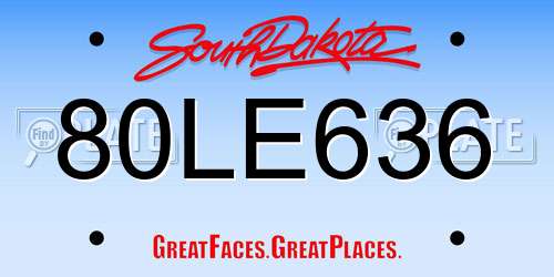80LE636 South Dakota License Plate