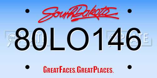 80LO146 South Dakota License Plate