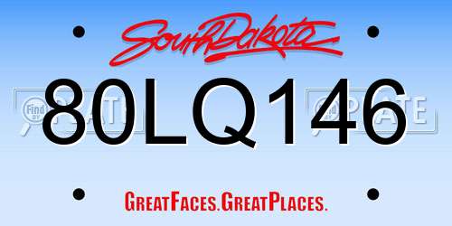 80LQ146 South Dakota License Plate