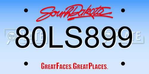 80LS899 South Dakota License Plate