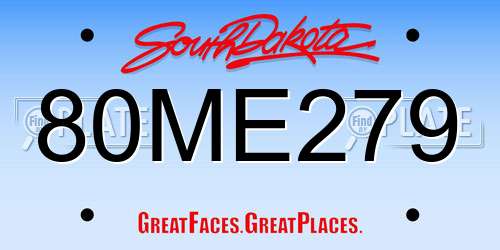 80ME279 South Dakota License Plate
