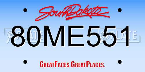 80ME551 South Dakota License Plate