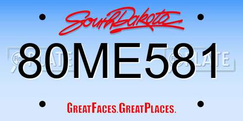 80ME581 South Dakota License Plate