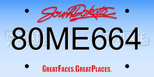 80ME664 South Dakota License Plate