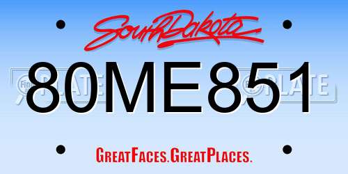 80ME851 South Dakota License Plate