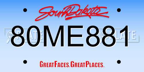 80ME881 South Dakota License Plate