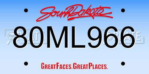 80ML966 South Dakota License Plate
