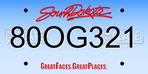80OG321 South Dakota License Plate