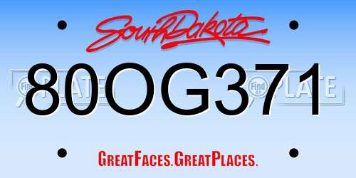 80OG371 South Dakota License Plate