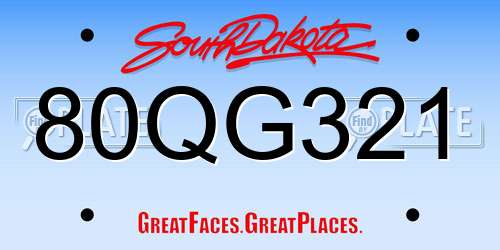 80QG321 South Dakota License Plate