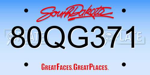 80QG371 South Dakota License Plate