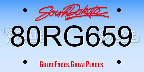 80RG659 South Dakota License Plate