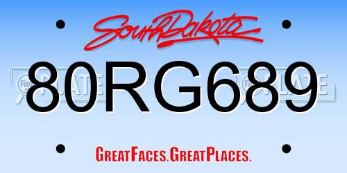 80RG689 South Dakota License Plate