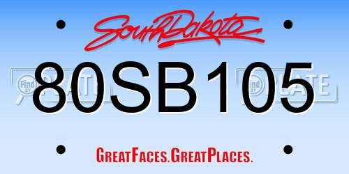80SB105 South Dakota License Plate