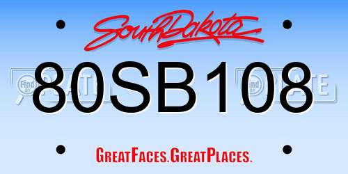 80SB108 South Dakota License Plate
