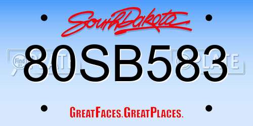 80SB583 South Dakota License Plate