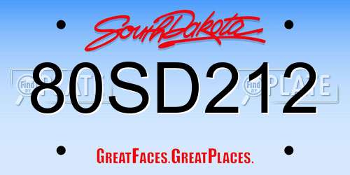80SD212 South Dakota License Plate