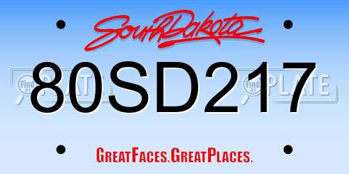 80SD217 South Dakota License Plate