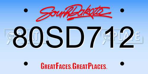 80SD712 South Dakota License Plate