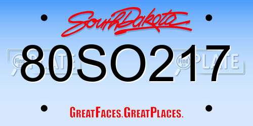 80SO217 South Dakota License Plate