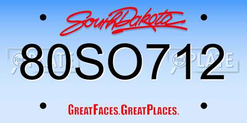 80SO712 South Dakota License Plate