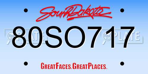 80SO717 South Dakota License Plate