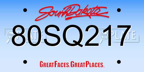 80SQ217 South Dakota License Plate