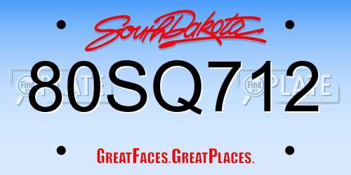 80SQ712 South Dakota License Plate