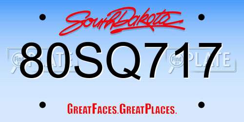 80SQ717 South Dakota License Plate