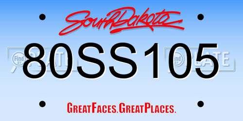 80SS105 South Dakota License Plate