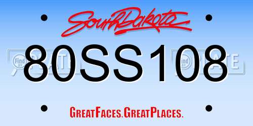 80SS108 South Dakota License Plate